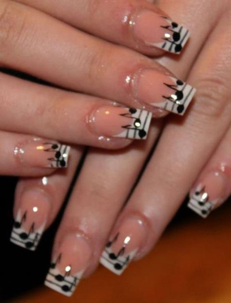 Music Note Nails, Music Nails, Manicured Nails, Elegant Nail Art, Modern Nails, Get Nails, Elegant Nails, Fabulous Nails, Nail Art Hacks