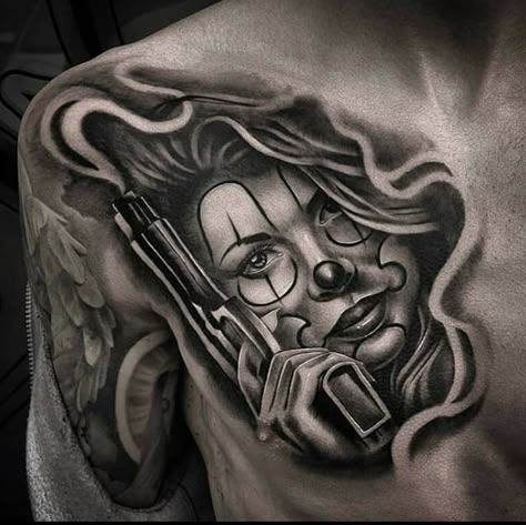 Chicano Tattoos Gangsters, Cholo Tattoo, Mexican Art Tattoos, Gangsta Tattoos, Cholo Style, Chicano Tattoos, Chicano Tattoo, Chicano Art Tattoos, Joker Tattoo