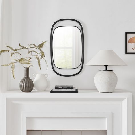 Tired of staring at bare walls? It's time to ditch the boring and transform your space into a modern masterpiece! ✨ We've got the perfect trio to help you achieve that: Statement Mirrors: Reflect light and add a touch of luxury (and maybe a little intrigue ) to your space. Modern Shelving: Showcase your favorite finds, add personality, and keep things organized - all with one stylish piece. Chic Wall Planters: Bring the outdoors in and create a living art piece with a touch of greenery. ... Mirror With Sconces On Each Side, Mirror With Sconces, Black King Bed, Rectangular Wall Mirror, Room Mirror, Decorative Wall Mirror, Hallway Entryway, Entryway Bedroom, Black King