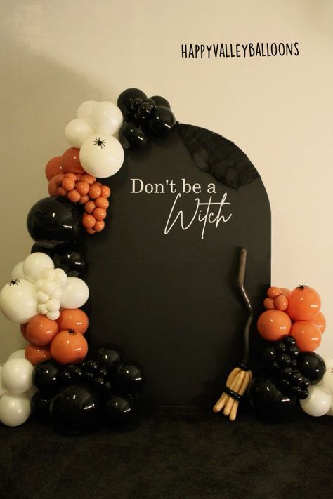 Halloween Birthday For Adults, Costume Party Ideas Decoration, 60th Halloween Birthday Party, Witches And Wine Party, Boos And Booze Party Decorations, Witch Party Theme, Halloween Party Balloon Decor, October Birthday Themes For Women, Witch Birthday Party Ideas