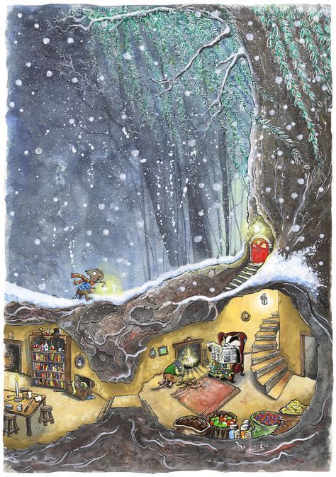 Tree Fairy, Arte Peculiar, Storybook Art, Winter Illustration, Hams, Winter Animals, Hall Tree, Fairytale Art, Fairy Houses