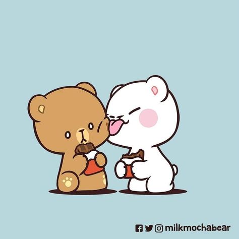 Milk & Mocha Matching, Milk Y Mocha, Cartoon Bears, Milk And Mocha, Milk & Mocha, Cute Bear Drawings, Cute Couple Cartoon, Cute Love Cartoons, Love Bear