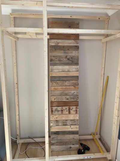 Homemade Wardrobe, Pallet Breaker, Fitted Wardrobe Doors, Shed Door Hinges, Pallet Wardrobe, Pallet Closet, Ikea Wardrobe, Diy Wardrobe, Shed Doors