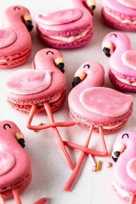 Flamingo Macarons, Flamingo Party Food, Flamingo Party Ideas, Flamingo Cupcakes, Make Macarons, Pink Flamingo Party, Powdered Food Coloring, Flamingo Cake, How To Make Macarons