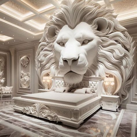 White Lion Head Bedroom Decor: A Guide to Chic Elegance Bedroom Accent Wall, Bedroom Accent, Accent Wall Bedroom, White Lion, Empty Room, Functional Decor, Wall Sculpture Art, World Of Interiors, Wall Sculpture