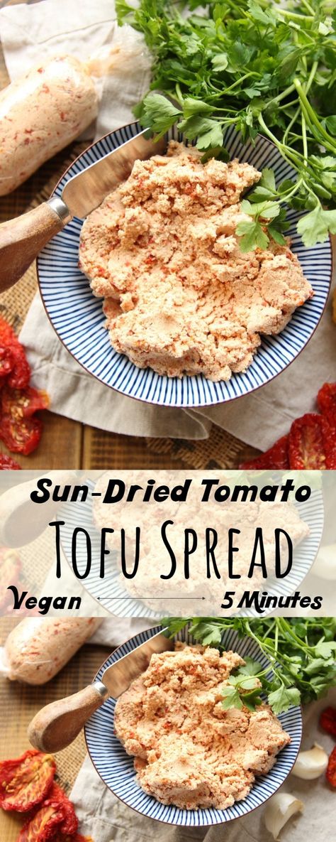 Sun-dried tomato tofu spread. Homemade tofu spread from scratch. Tastes a million times better than store bought, plus you know what ingredients you're putting inside. 5 minute tofu spread. Very easy vegan recipe, rich in flavor, and high in protein. #tofu #veganfood #veganrecipes Tofu Sandwich Spread, Vegetarian Sandwich Spreads, Vegan Sandwich Spread Recipes, Vegan Spreads And Dips, Vegan Sandwich Spread, Raw Tofu Recipes, Tofu Spread Recipe, Vegan Breakfast For Kids, Vegan Breakfast Bread