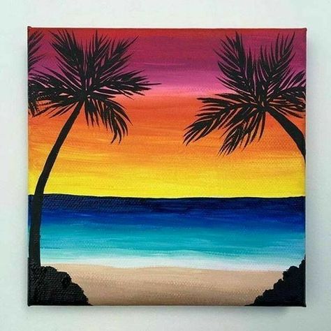 Oil Pastel Beach Sunset, Painting Of Sunset On Beach, Summer Sunset Painting, Oil Pastel Sunset Easy, Sunset Painting Easy, Beach Canvas Paintings, Beach Sunset Painting, Beach Art Painting, Oil Pastel Paintings