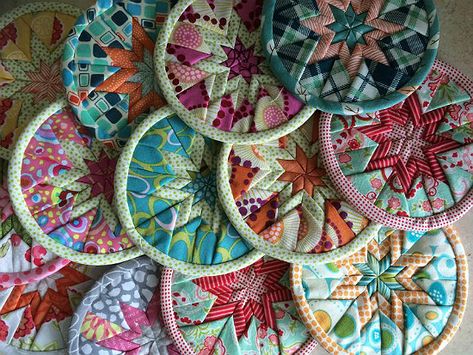 Folded Star, Diamond Patch, Flower Coasters, Quilted Coasters, Coaster Pattern, Crochet Coaster, Quilted Gifts, Fabric Coasters, Pdf Quilt Pattern