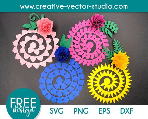 Free-design-roller-flower-free-bundle-1 Rolled Flower Svg Free, Flower Svg Free, Free Cricut Images, Free Paper Flower Templates, Free Fonts For Cricut, Paper Rose Template, Flower Svg Files, Rolled Paper Flowers, Svg Templates