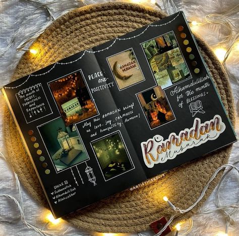 Ramadan Journaling Photo Album Journal Ideas, Scrapbook With Photos Ideas, Black Photo Album Ideas, Photo Album Diy Ideas, Scrapbook Ideas Black Paper, Photo Book Ideas Diy, Scrapbook Ideas Black, Black Scrapbook Ideas Aesthetic, Black Scrapbook Ideas