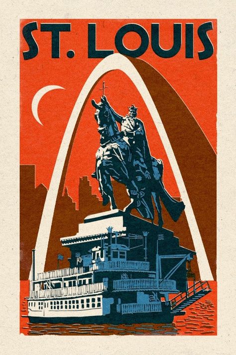 St Louis Art, Large Framed Prints, St Louis Missouri, Art Ink, Woodblock Print, Sign Printing, Travel Posters, St Louis, Print Images