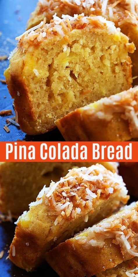 Pina Colada Bread, Recipes With Crushed Pineapple, Pina Colada Cocktail, Bread Banana, Recipes Banana, Quick Bread Recipe, Biscuits Diététiques, Pina Colada Recipe, Pane Dolce