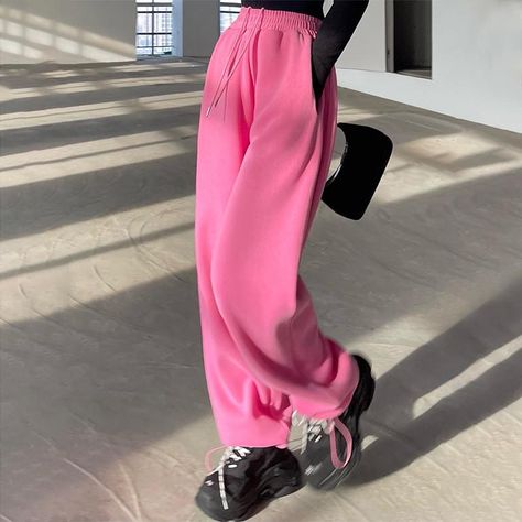 Cheap Oversize Pink Joggers Sweatpants Women Y2K Streetwear Jogging Sports Pants Korean Fashion Casual Wide Leg Trousers Female | Joom Streetwear Jogging, Spring Outfits For School, Style Wide Leg Pants, Sweatpants Women, Velvet Pink, Pants Korean, 2000s Clothes, Pink Joggers, Pink Sweatpants