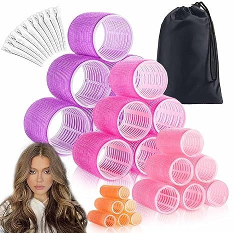 Amazon.com : EHBELIF Jumbo Hair Rollers Set with Clips 34Pcs Rollers Hair Curlers Blowout Look Hair Roller (A-Multicolored) : Beauty & Personal Care Blowout Look, Big Hair Rollers, Rollers Hair, Hair Roller, Roller Set, Hair Rollers, Different Hairstyles, Hair Curlers, Big Hair