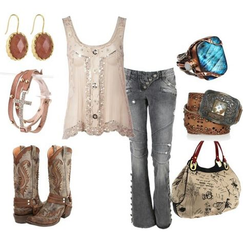 Country Style Outfits, Country Girls Outfits, Estilo Hippie, Country Girl Style, Country Fashion, Cowgirl Style, Country Outfits, Western Outfits, Western Wear