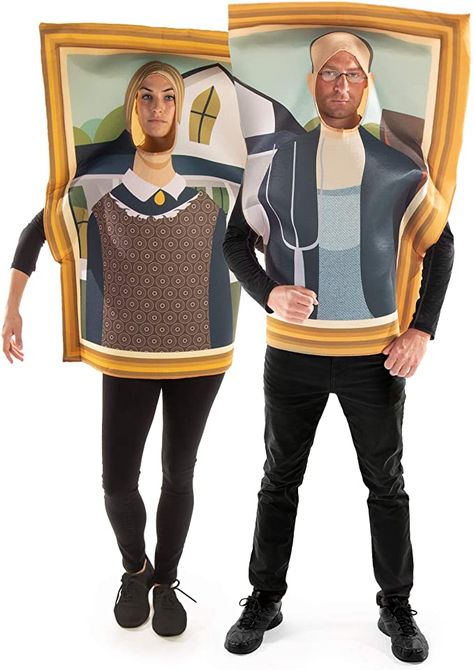 Amazon.com: American Gothic Couples Costume - Funny Famous Frame Painting Halloween Outfits: Clothing Easy Guy Costumes, Couples Paintings, Painting Costume, Funny Couple Costumes, Clever Costumes, California Costumes, Couples Costume, American Gothic, Halloween Costume Contest