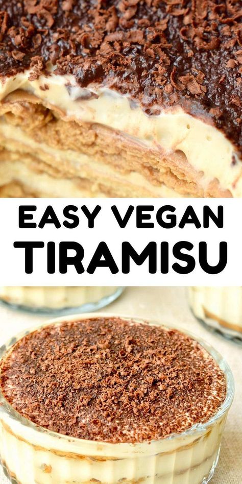 Vegan Tiramisu Recipe, Vegan Tiramisu, Easy Vegan Dessert, Italian Dessert, Desserts Vegan, Tiramisu Recipe, S'mores, Best Vegan Recipes, Vegan Dessert Recipes