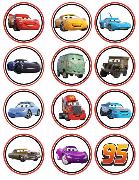 Disney Cars Birthday Party - Google Drive Cars Birthday Party Printables Free, Cars Cupcake Toppers Printable Free, Cars Disney Birthday Party, Birthday Cars Theme, Disney Cars Birthday Party, Mcqueen Birthday, Cars Birthday Party, Cars Cake, Disney Cars Birthday