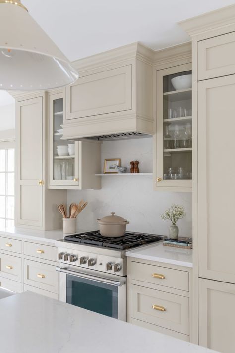 Gene Stoffer Design, Vintage White Cabinets Kitchen, White English Kitchen, Beige Kitchen Cabinets With Stainless Steel Appliances, Cambria Backsplash Kitchen, Whole Home Remodel, One Row Kitchen, Kitchen With Corner Cabinets, Classic White Kitchen Cabinets