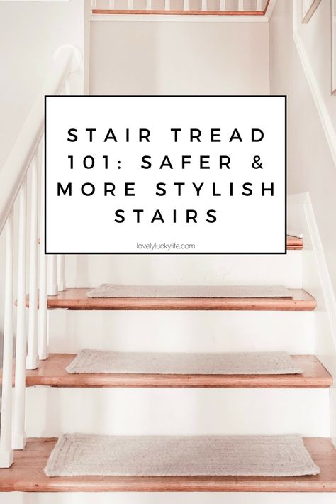 Stair Tread Rugs Wood, Peel And Stick Carpet Stair Treads, Washable Stair Treads, Farmhouse Stair Treads, Hardwood Stairs To Carpet Transition, No Slip Stairs Ideas, Carpet Treads For Wood Stairs, Staircase Tread Ideas, Stair Tread Carpet