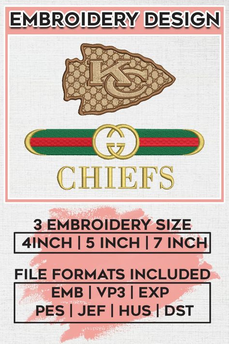 Guc.ci Kansas City Chiefs Logo Embroidery Design Files, NFL Chiefs, NFL Logo Embroidery Files, NFL Kansas City Chiefs Machine Embroidery Design, Digital Downlo - Payhip Tailgate Diy, Football Embroidery, Nfl Chiefs, Logo Embroidery Design, Kansas City Chiefs Logo, Nfl Merchandise, Chiefs Logo, Nfl Kansas City Chiefs, Nfl Logo