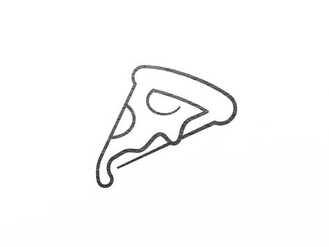 A minimalistic logo for a pizza shop out of one line. by matteomueller Pizza Box Design, Pizza Tattoo, Pizza Drawing, Minimalistic Logo, Planet Drawing, Food Tattoos, Mouthwatering Food, Deck Art, Pizza Logo