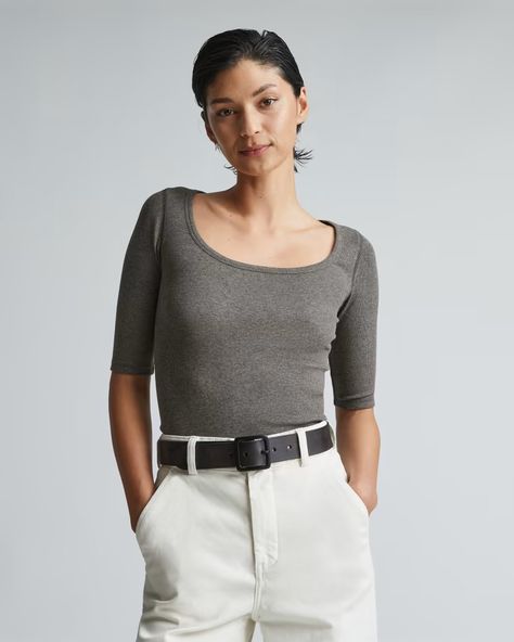 Search - Everlane Plus Size Workwear, All The Right Places, Summer Work Outfits, Scoop Neck Tee, Dressy Tops, Elbow Length Sleeve, Spring Collection, Blazers For Women, Nice Tops