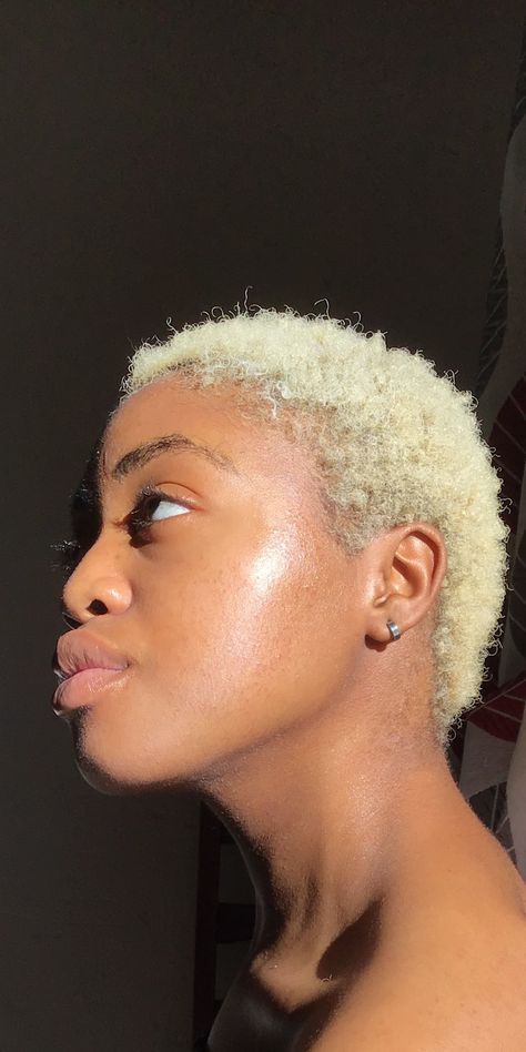 #blackgirl#blonde#shorthair#pretty Blonde 4c Hairstyles, Platinum Blonde 4c Hair, Blonde Twa, Buzzed Hair Women, Short Platinum Blonde Hair, Short Dyed Hair, Blonde Dye, Hair References, Short Shaved Hairstyles