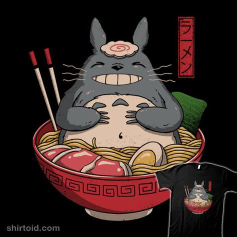 Neighbor's Ramen | Shirtoid #anime #film #movies #myneighbortotoro #ramen #ramennoodles #totoro #vincenttrinidad Totoro Art, Art Studio Ghibli, Miyazaki Art, Cocoppa Wallpaper, 90s Cartoons, Japon Illustration, Studio Ghibli Art, Ghibli Art, Art Japonais