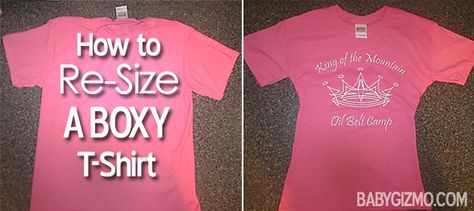 How To Resize A Tee Shirt, How To Make A Boxy Shirt Fitted, Diy Fitted Tshirt, How To Alter Shirts That Are Too Big, How To Fix Shirts That Are Too Big, How To Take In Clothes That Are Too Big, How To Cut Up A Tshirt Thats Too Big, Resize Tshirt, T Shirt Too Big