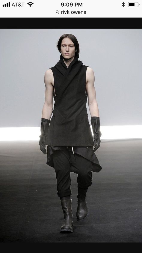 Gendry Waters, Scifi Outfit, Rick Owens Fashion, Goth Ninja, Rick Owens Menswear, Dystopian Fashion, Post Apocalyptic Fashion, Chica Cool, Star Wars Fashion