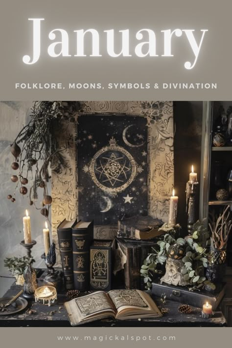 Welcome the new year with ❄️ January's 'Folklore, Moons, Symbols & Divination.' Delve into this month's cold beauty, its full moon magic, and the traditions that define it. 🌕✨ Explore January's symbols of renewal and beginnings, and how to use divination to set your intentions. Perfect for those seeking guidance and fresh starts. Embrace the quiet power and promise of January in your spiritual journey. 🚪🔮 Welcome January 2025, 12 Magical Nights Ritual Wishes, January Full Moon Ritual, Witchy January, January Altar Ideas, Pagan January, January Witchcraft, Pagan New Year, January Vibes