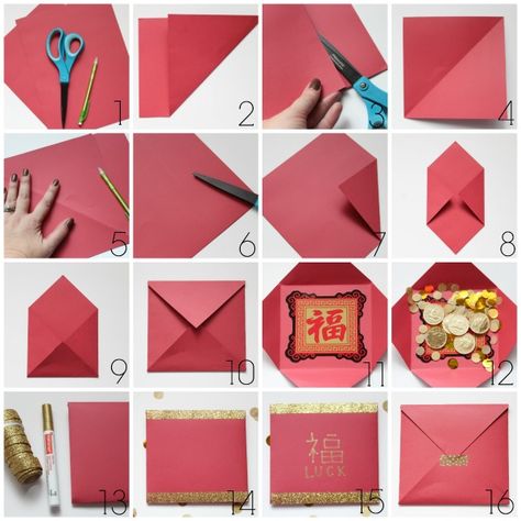 DIY Chinese Red Envelopes Chinese New Year Wallpaper, Chinese New Year Traditions, Chinese Red Envelope, Chinese New Year Crafts For Kids, Chinese New Year Food, Chinese New Year Activities, Chinese New Year Party, New Year Diy, Chinese New Year Card