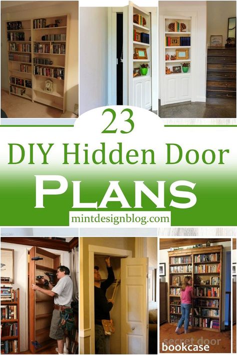 Bookshelf Closet Door Diy, Hidden Door To Stairs, Bookshelf Closet Doors, Shelves On Door, Rolling Bookcase Door, How To Make A Door Blend Into The Wall, Library Around Door, Diy Murphy Door Bookcases, Diy Hidden Door Bookcase