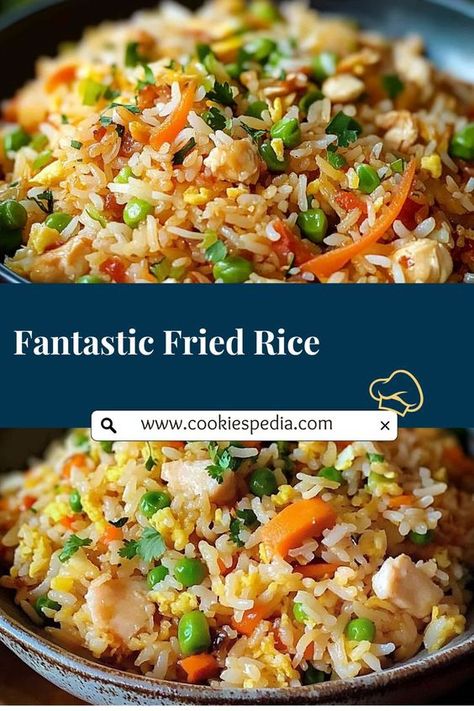 Whip up this quick and easy recipe for Fried Rice that’s perfect for any party or dinner! Packed with tender veggies, fluffy rice, and savory soy sauce, it’s a crowd-favorite side dish you’ll make again and again. Great with chicken or on its own! 🥢🍚 #EasyRecipe #PartyFood Fried Rice For A Crowd, Recipe For Fried Rice, Easy Rice Side Dishes, Chinese Rice Recipe, Best Fried Rice Recipe, Easy Rice Pilaf, Breakfast Fried Rice, Spam Fried Rice, Rice Salad Recipes