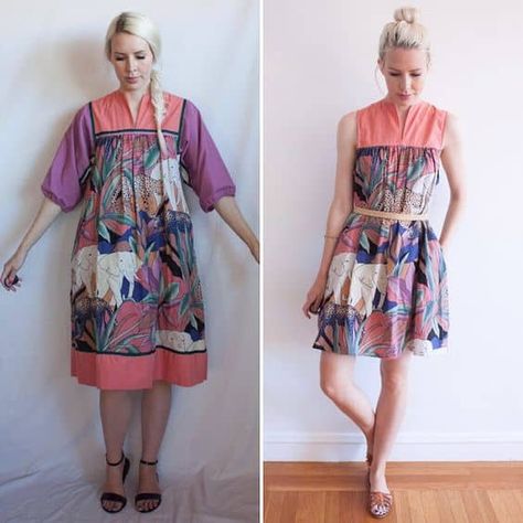 What To Do If It Doesn't Fit: Simple DIY Tricks To Resize Your Thrift Shop Finds Simple Dress Diy, Dress Makeover, Refashion Dress, Clothing Refashion, Animal Dress, Clothes Upcycle, Diy Summer Clothes, Safari Dress, Diy Clothes Refashion