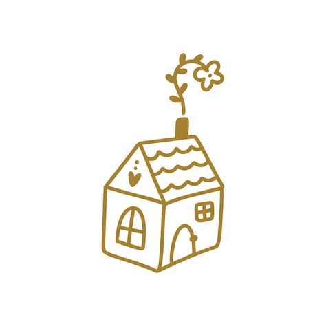 House Branding Logo, Cute House Doodle, Cute Home Illustration, House Cartoon Drawing, Cartoon House Drawing, Cottage Doodle, Doodles House, Build Illustration, Cute House Drawing