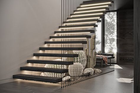 51 Stunning Staircase Design Ideas سلالم حلزونية, Staircase Lighting Ideas, Houses In Poland, درج السلم, Renovation House, Staircase Design Modern, Stair Railing Design, Stairway Design, Stairs Design Modern