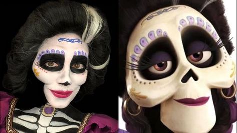 Mama Imelda Hair Tutorial, Mama Imelda Makeup, Miguel Coco Makeup, Coco Makeup Halloween, Coco Costume Ideas, Mama Imelda Costume, Mama Imelda Coco, Coco Mama Imelda, Coco Imelda