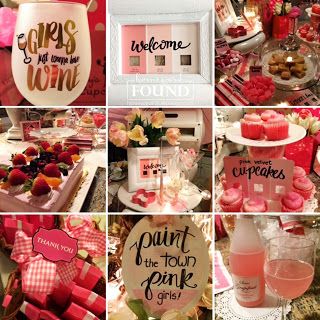 inspiring ideas for a GALentine's Day dessert & wine party - all inspired by pink paint chip cards! Pink Candy Bar, February Decor, Paint Chip Cards, Dessert Wine, Paint Themes, Happy Galentines Day, Small Stuffed Animals, Galentines Party, Romantic Meals