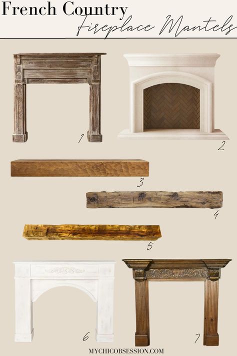 French Country Fireplace Mantle, French Country Fireplace Ideas, Cottage Fireplace Ideas, French Country Fireplace, French Fireplace Mantel, Faux Stone Fireplaces, Farmhouse Fireplace Ideas, Country Fireplace, Fireplace Mantel Designs