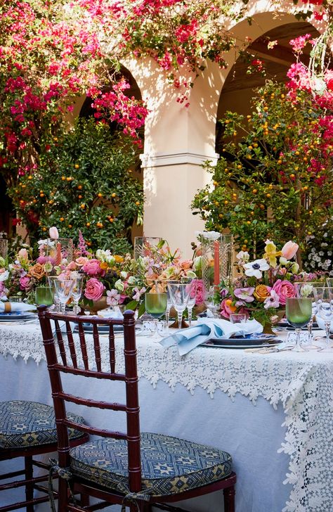 Romantic Story, Wedding Table Linens, Palm Beach Wedding, Pink Wedding Flowers, Head Table, Wedding Weekend, Private Garden, Florida Wedding, Small Wedding