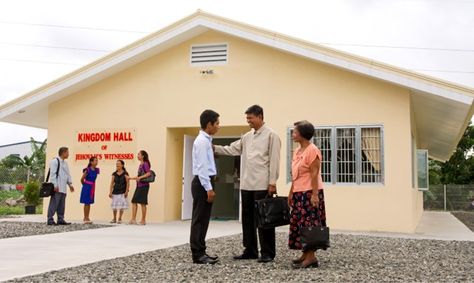 Jehovah’s Witnesses talking in front of their new Kingdom Hall Jw Service, Sign Languages, Spiritual Family, Kingdom Hall, Matthew 28 19, Parts Of The Earth, Jehovah Witness, One Thousand, Jehovah's Witnesses