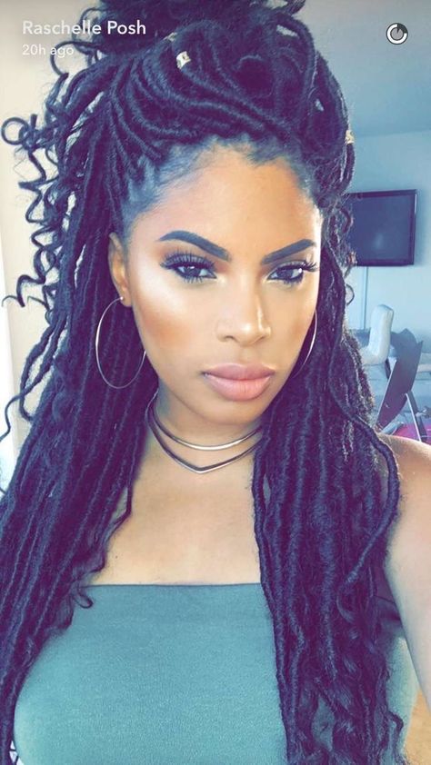 Celebrities With Faux Locs, Faux Dreads, Faux Loc, Black Hair Growth, Faux Locks, Braided Styles, Faux Locs Hairstyles, Long Box Braids, Crochet Braids Hairstyles