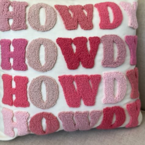 HOWDY! An adorable custom handmade embroidered cushion for yourself or someone you love. Chose the fabric colors yourself that will highlight any room. This personal pillow makes a gift for a lifetime. Lovingly handmade with the utmost care and quality this hand tufted cushion is the perfect gift and would be lovely in any home, apartment, dorm or bedroom.  Please specify the font and text color for your personalization, a draft will be sent for your confirmation after your order. Upon your requ Pink Dorm Rooms, Beachy Room Decor, Homemade Pillows, Pink Dorm, Apartment Dorm, Beachy Room, Cowgirl Gifts, Home Apartment, Tufted Cushion