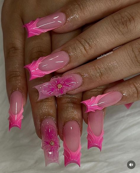 Easy Nails, Colored Acrylic Nails, Girly Acrylic Nails, Cute Acrylic Nail Designs, French Acrylic Nails, Unique Acrylic Nails, Vacation Nails, Long Square Acrylic Nails, Nail Swag