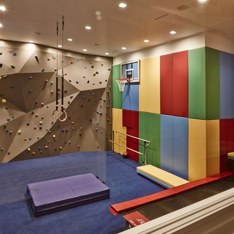 Home Gym Design Basement, Pole Room, Garage Playroom, Kid Playroom, Shared House, Indoor Climbing Gym, Gymnastics Center, Basement Paint Colors, Garage Transformation