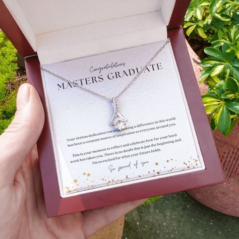 Graduation Masters, Mba Graduation, Masters Degree Graduation, Degree Graduation, Degree Gift, Master Degree, Graduate Degree, White Gold Pendant Necklace, Stones Necklace