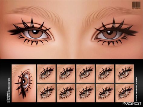 Download Eyeliner with 2D Eyelashes N328 for Sims 4 at ModsHost NOW! The colors and shapes of the content you download change depending on the eye mask you use, your skin color, and your eye shape. Recoloring is not allowed. #gaming #makeup #sims #sims4cc #videogames #female #mods Sims 4 Makeup, Y2k Makeup, Butterfly Eyes, White Eyelashes, Makeup Cc, Sims 4 Anime, The Sims 4 Packs, Sims 4 Cc Makeup, Sims 4 Cc Skin