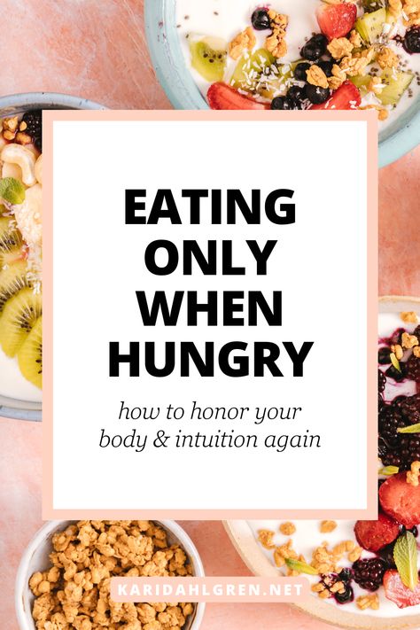 If you want to eat only when you're hungry, you must be ready to ditch diet culture and adopt a more intuitive relationship with food. I celebrate you for that! In this extensive guide, I talk about what it means to only eat when hungry, and why dieters may have a harder time listening to their hunger. Don't worry, I have plenty of evidence-based tips for that part, too. Click through to read 💕 Your Diet Is Not Only What You Eat, Only Eat When Hungry, Hunger Cues, Learning A New Skill, Eating At Night, Food Rules, High Calorie Meals, Relationship With Food, Diet Culture